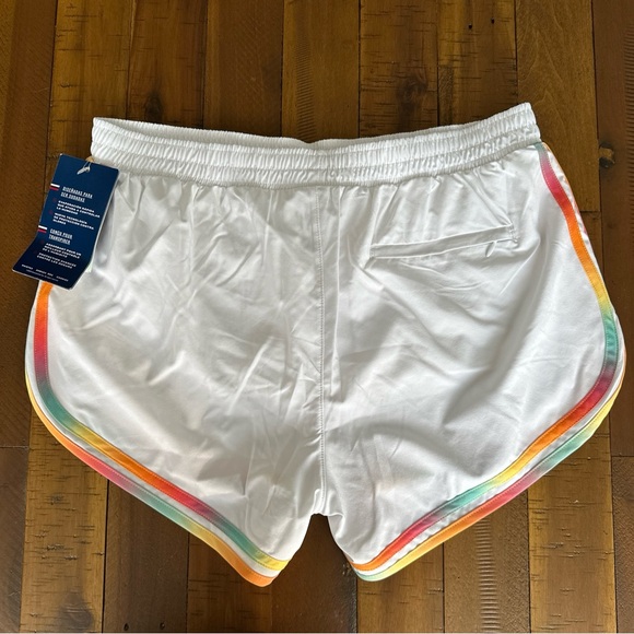 CHAMPION Varsity Shorts White Rainbow Stripe Moisture Wick Odor Control NEW sz M - Picture 4 of 12